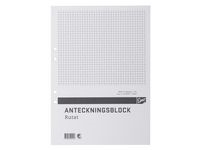 Anteckningsblock A4 100 blad rut hål TF