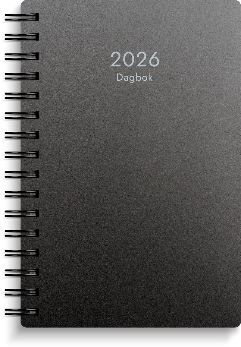 Kalender 2026 Dagbok svart PP-plast
