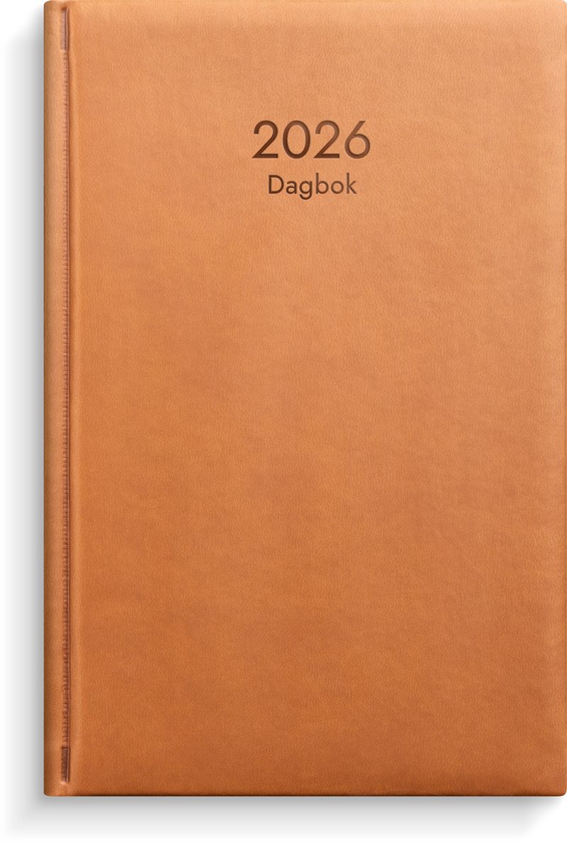 Kalender 2026 Dagbok cognac konstläder