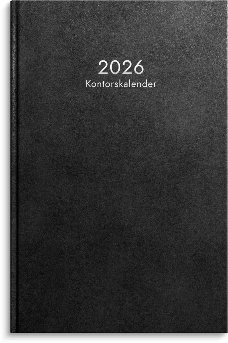 Kalender 2026 Kontorskalender svart konstläder