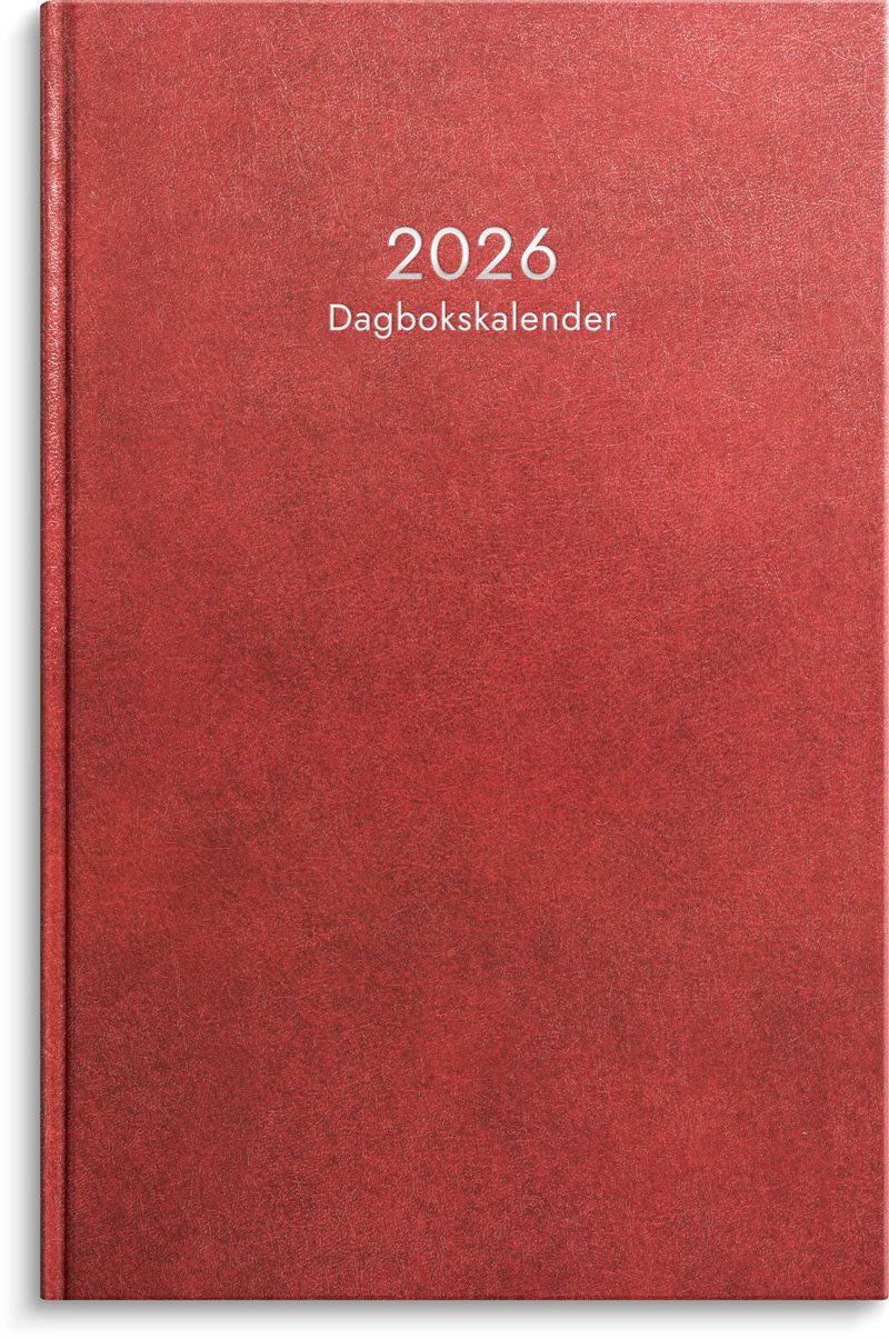 Kalender 2026 Dagbokskalender rött konstläder