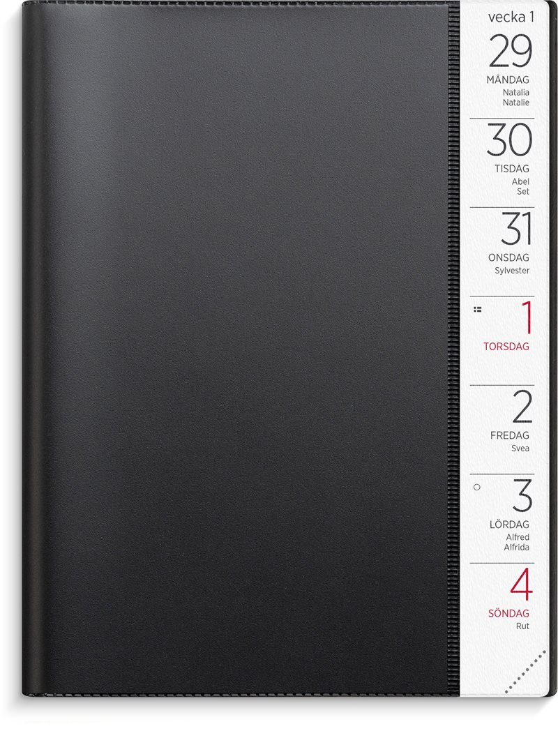 Kalender 2026 Stor Veckokalender svart plast