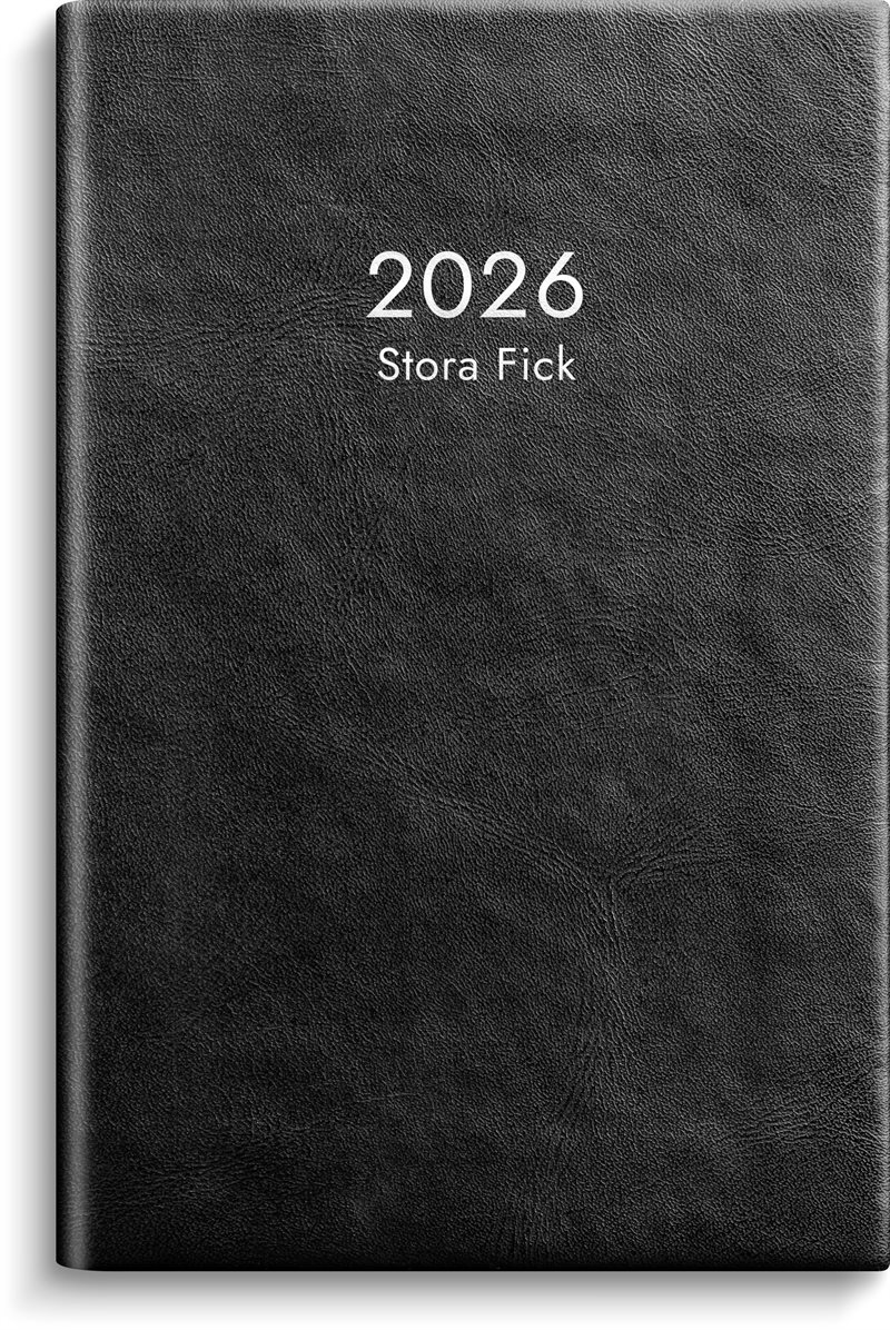 Kalender 2026 Stora Fick svart konstläder