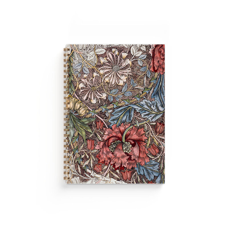 Anteckningsbok A5 William Morris Honeysuckle röd