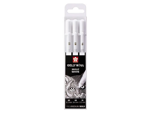 Sakura  Gelly Roll vita pennor 05/08/10 3-pack / Gelly Roll Basic White Pen 05/08/10 Set 3