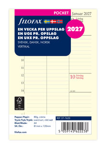 PFilofax - ocket Refill 2027 Vecka/Uppslag Vertikal