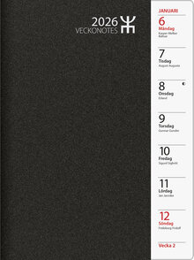 Veckonotes Svart Plast FSC