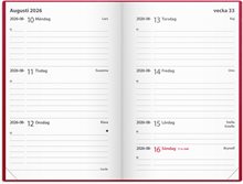 Kalender 2026 Leader rött konstläder